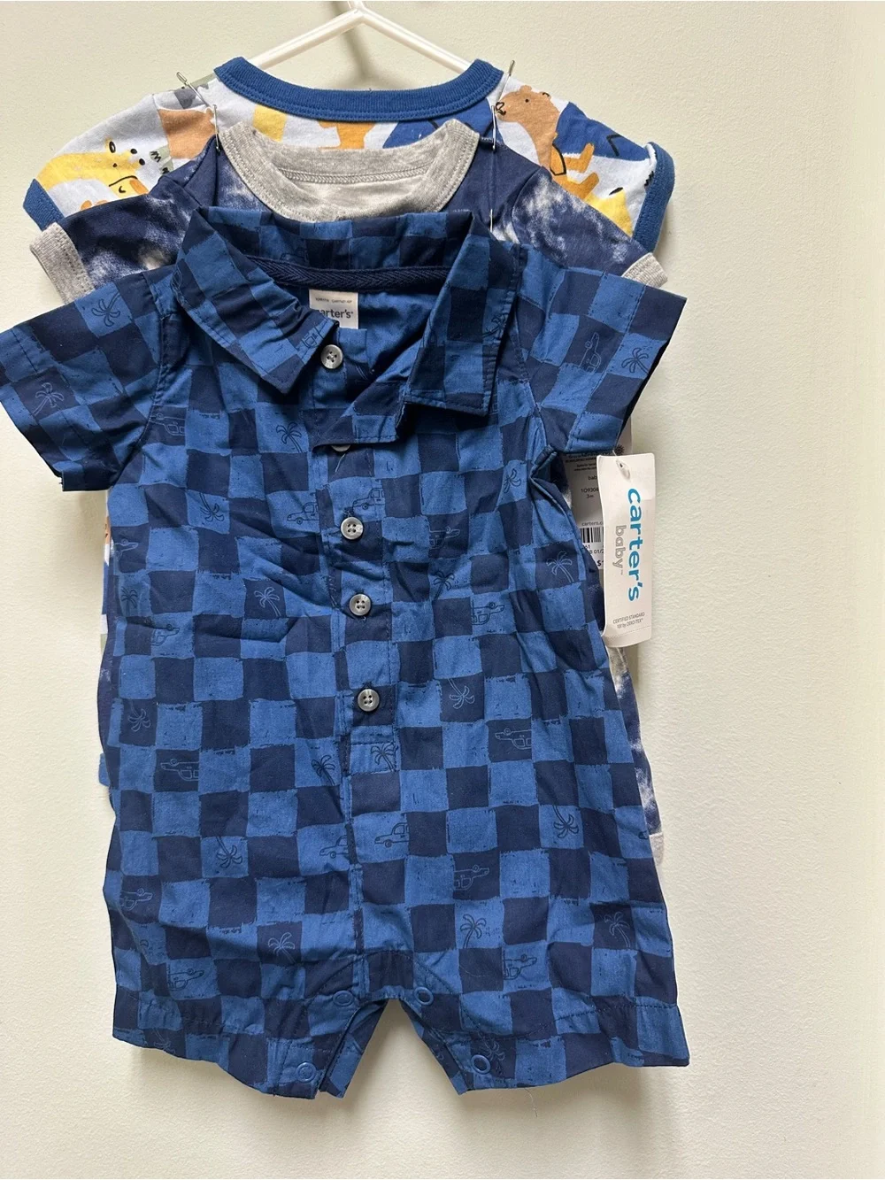 New Carter's boys 3 piece Short-Sleeve Romper bundle